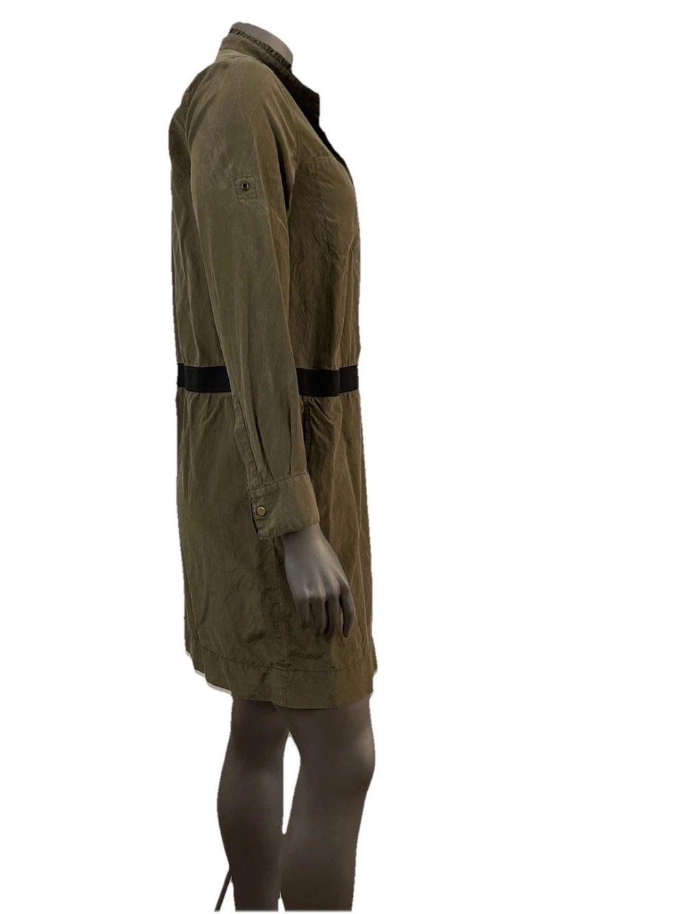 Banana‎ Republic Silk Dress Women’s 6 Green Cotton Cargo Knee Elastic Waist Army - Picture 4 of 13